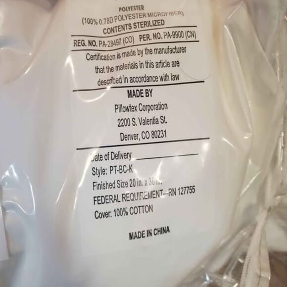 King size Pillowtex corporation pillows IHG hotels choice cotton cover polyester - Picture 7 of 10